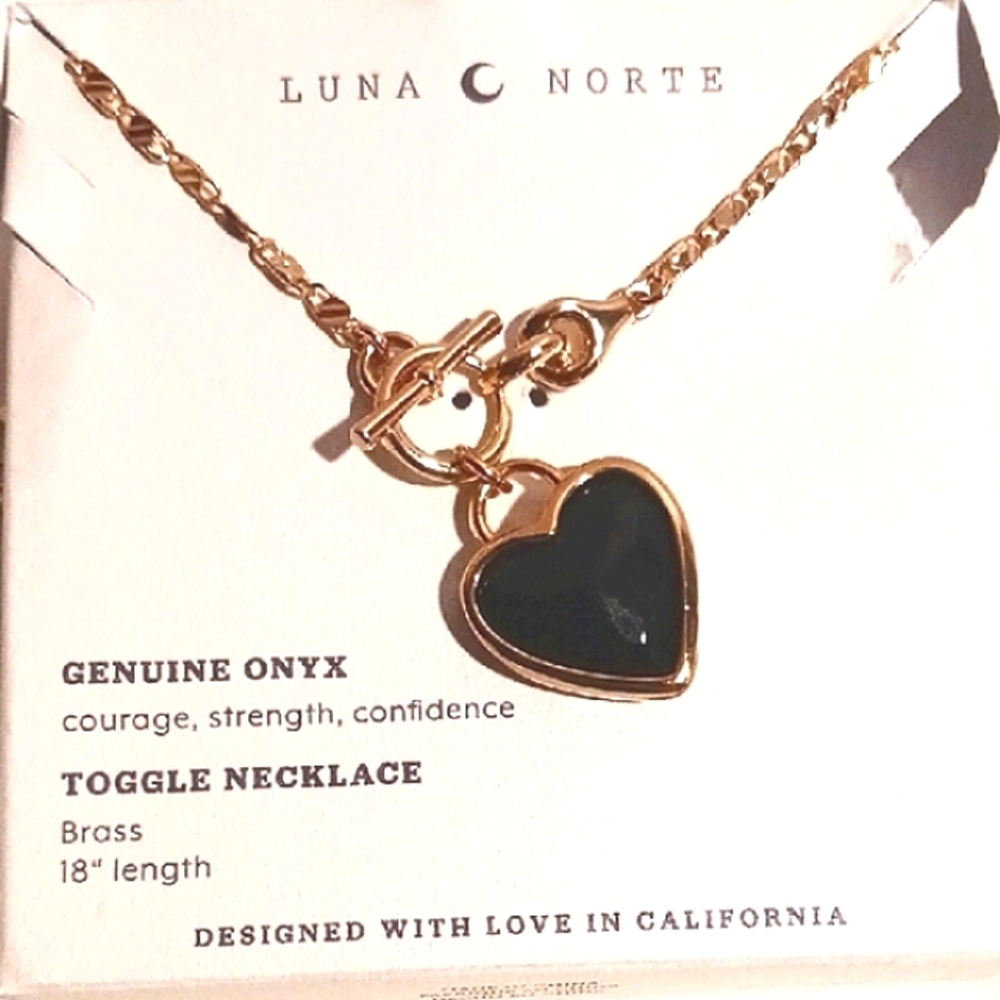 Gold and Black Heart Pendant Necklace